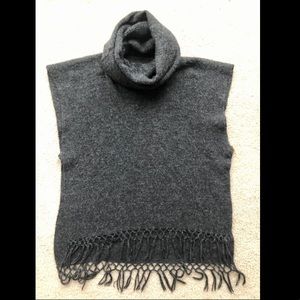 100% Alpaca sleeveless cowl neck poncho